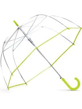 ShedRain See-Through Bubble Umbrella Clear Aloe Green 52" Span Dome Rain NWOT